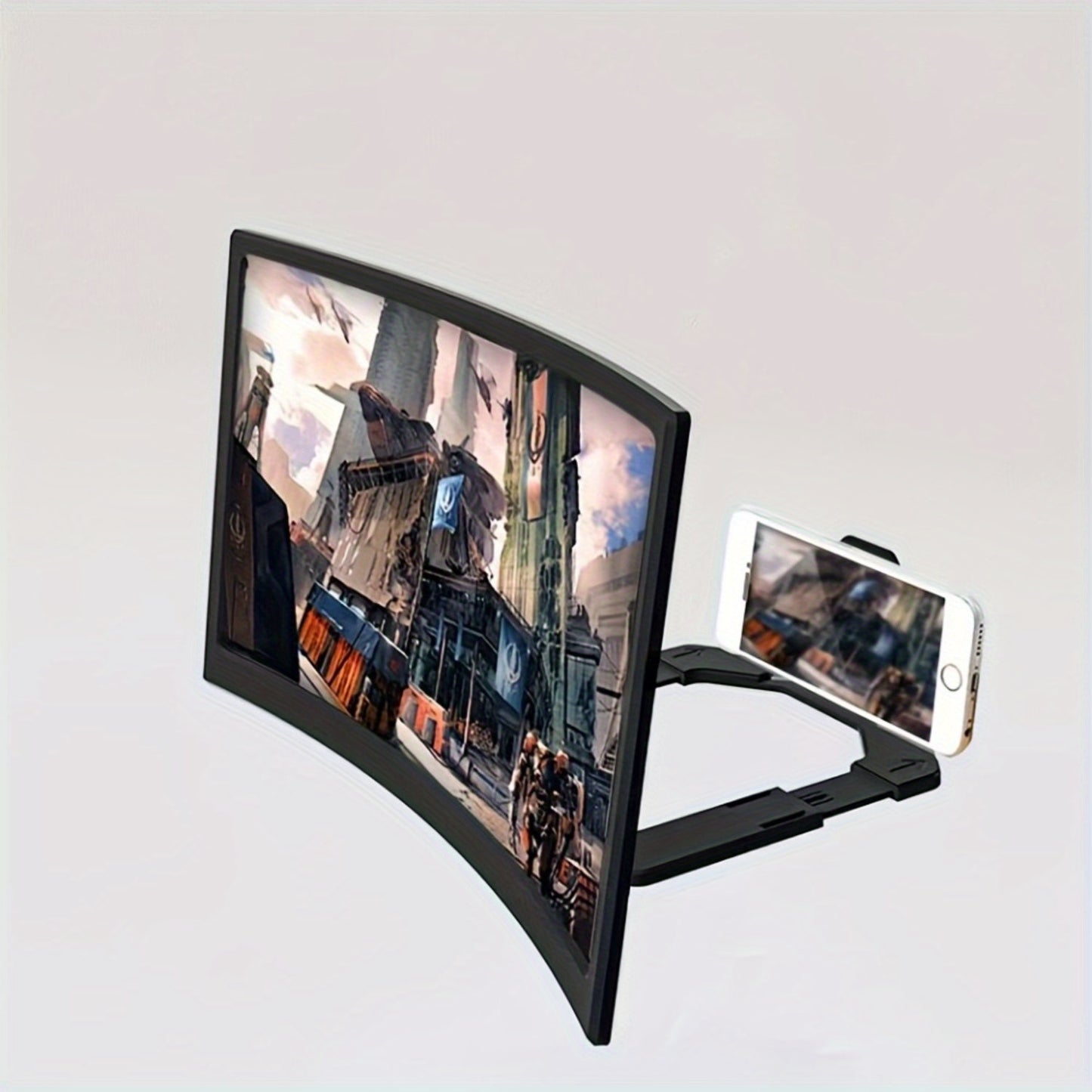 12-Inch Curved HD Mobile Phone Screen Amplifier - 1:1 Isotropic Magnification, with Screen Enlarger Compatible with All Smartphones - Supports Multiple Viewing Angles and Portrait/ Landscape Modes, Black