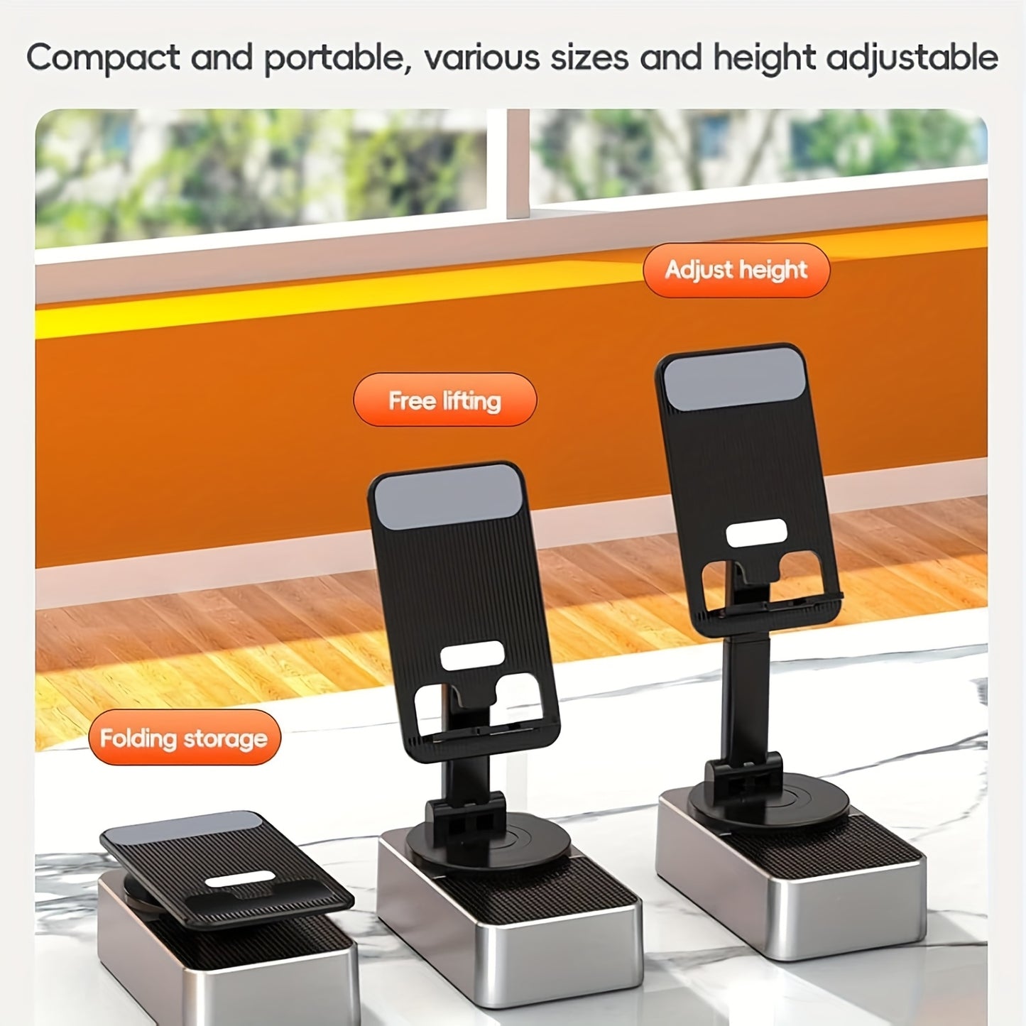 Wireless Wireless Speaker Phone Stand, 5in 1 HD Surround Sound Rechargeable Phone Holder with Power Bank And 360° Rotable Foldable Lift-Non-Slip Base, Compatible with iPhone/iPad/Samsung Galaxy