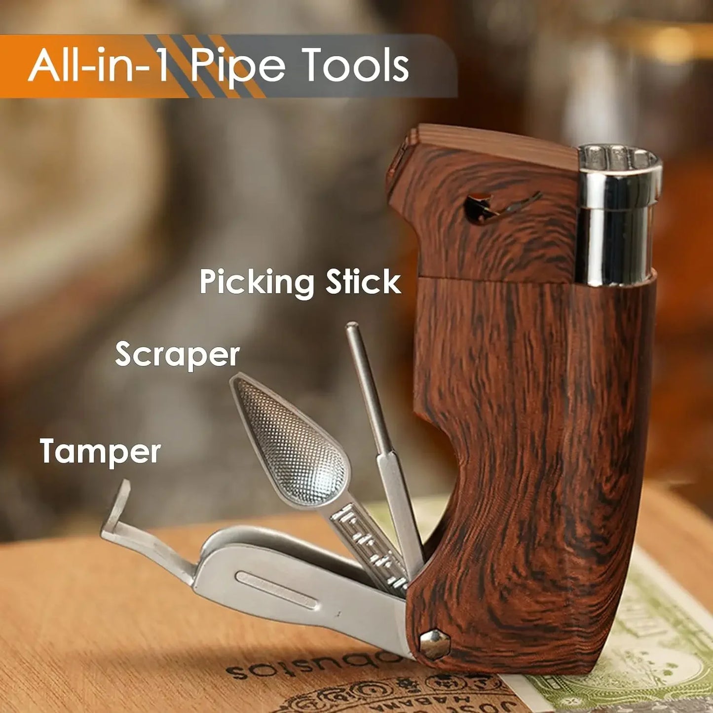 Multifunctional Pipe Lighter for Tobacco Smoker Butane Gas Lighter With Pipe Tool Cleaner Accessories Cool Lighter Men's Gift