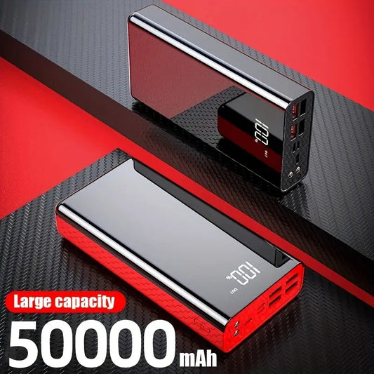 50000mAh Large Capacity Mobile Power Supply, with LED Battery Display Screen/Lighting Light/Type-C/Micro/USB Interface, Suitable for Various Phone Models/Digital Electronic Products Fast Charging, Outdoor Portable Emergency Power Device, Backup Battery P