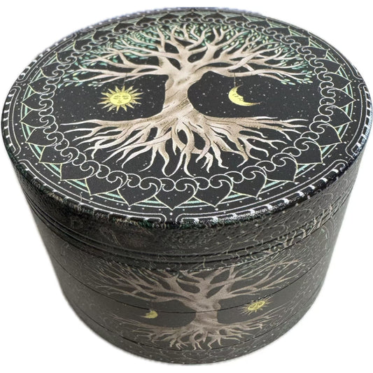 2.5 Inch Spice Grinder 4 Layer- Tree, Moon, Sun