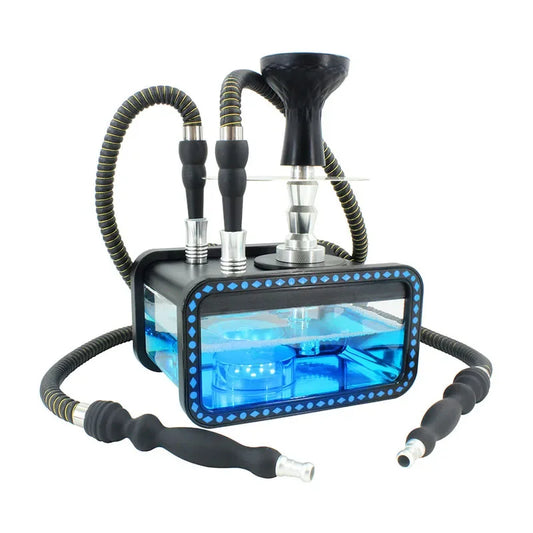 Hot Sales Cool Tank Hookah Shisha Acrylic LED Hookah Kit Double Tube Cigarettes Chicha Water Smoking Cigarettes Kettle Set