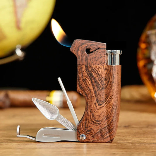 Multifunctional Pipe Lighter for Tobacco Smoker Butane Gas Lighter With Pipe Tool Cleaner Accessories  Cool Lighter Men's Gift